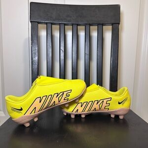 Nike Bright Yellow Kids Soccer Cleats with Pink Accents